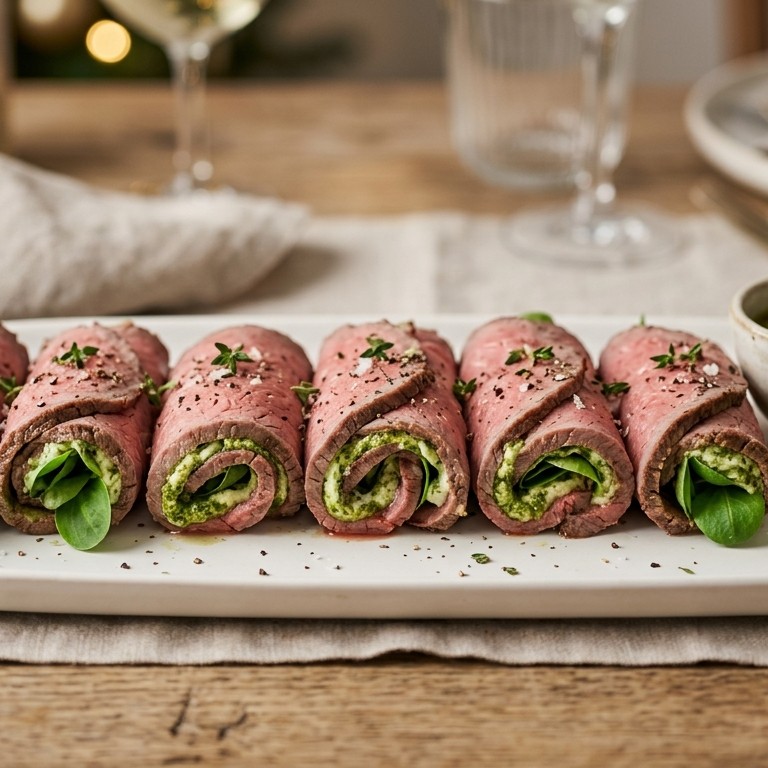 Rosbiefrolletjesmet pesto recept