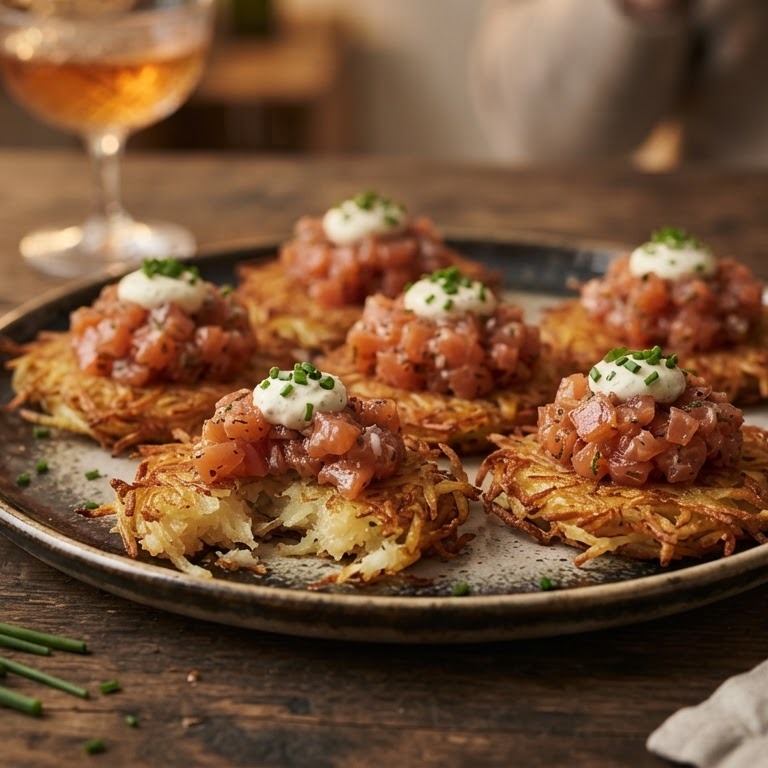 Rösti met zalmtartaar recept