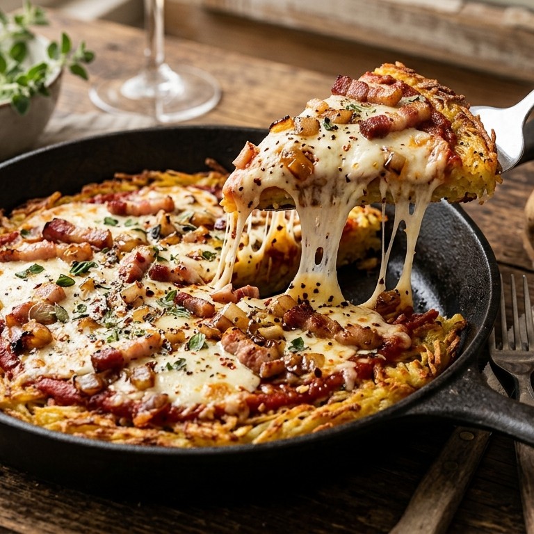 Rösti pizza recept