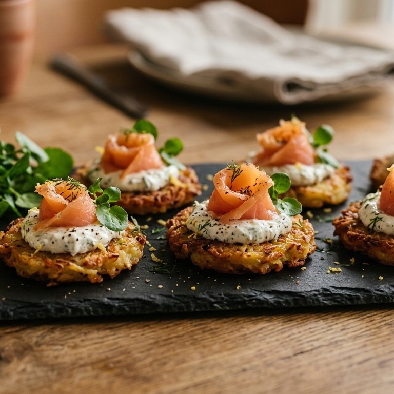 Röstirondjes met gerookte zalm recept