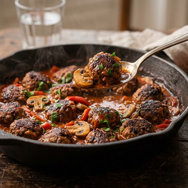 Runderballetjes met champignonsaus recept