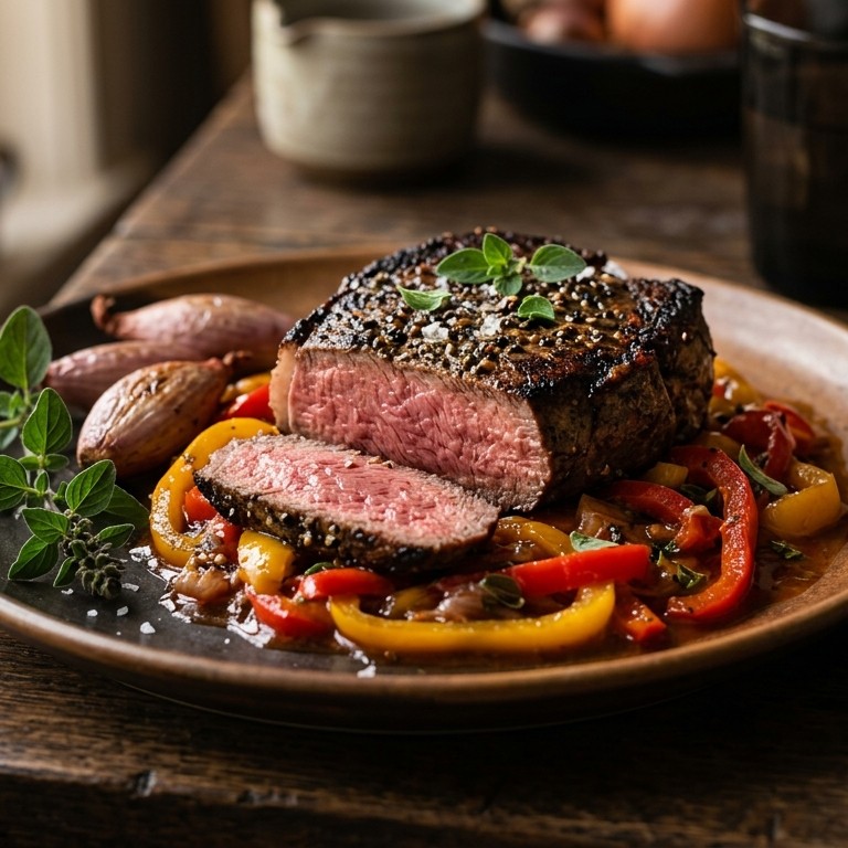 Runderbiefstuk met paprikasaus recept
