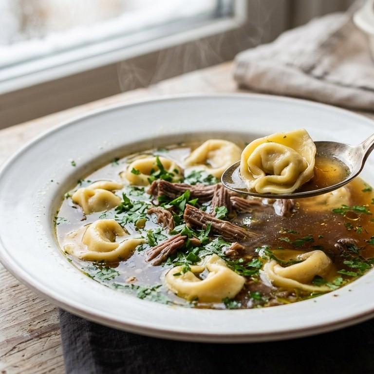 Runderbouillon met kaastortellini recept