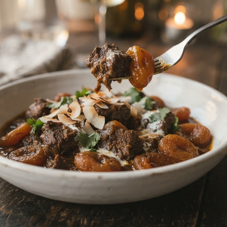 Rundercurry met abrikozen uit de slowcooker recept