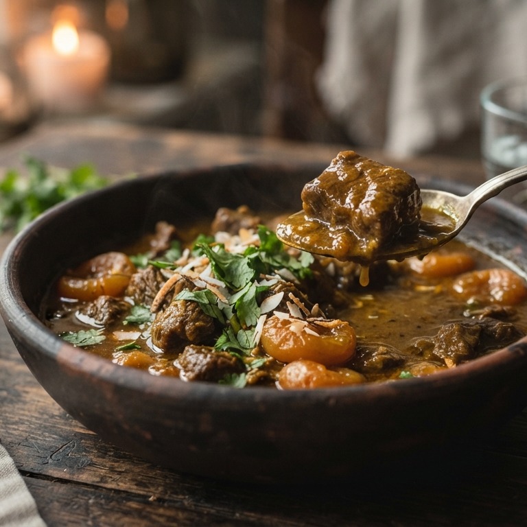 Rundercurry met abrikozen recept