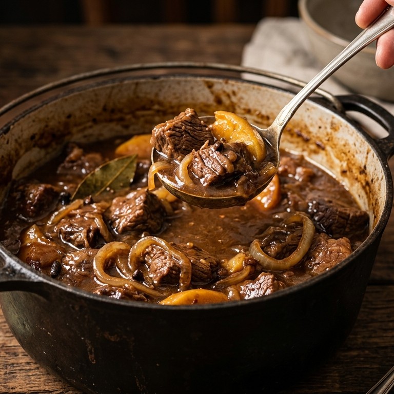 Runderhachee met appel en kruidkoek recept