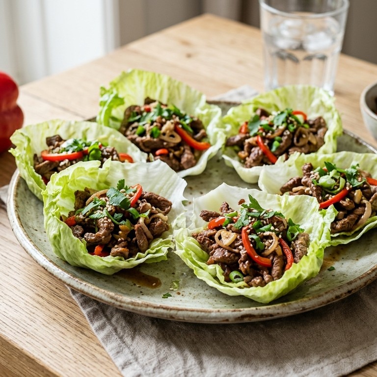 Runderreepjes in ijsbergsla recept
