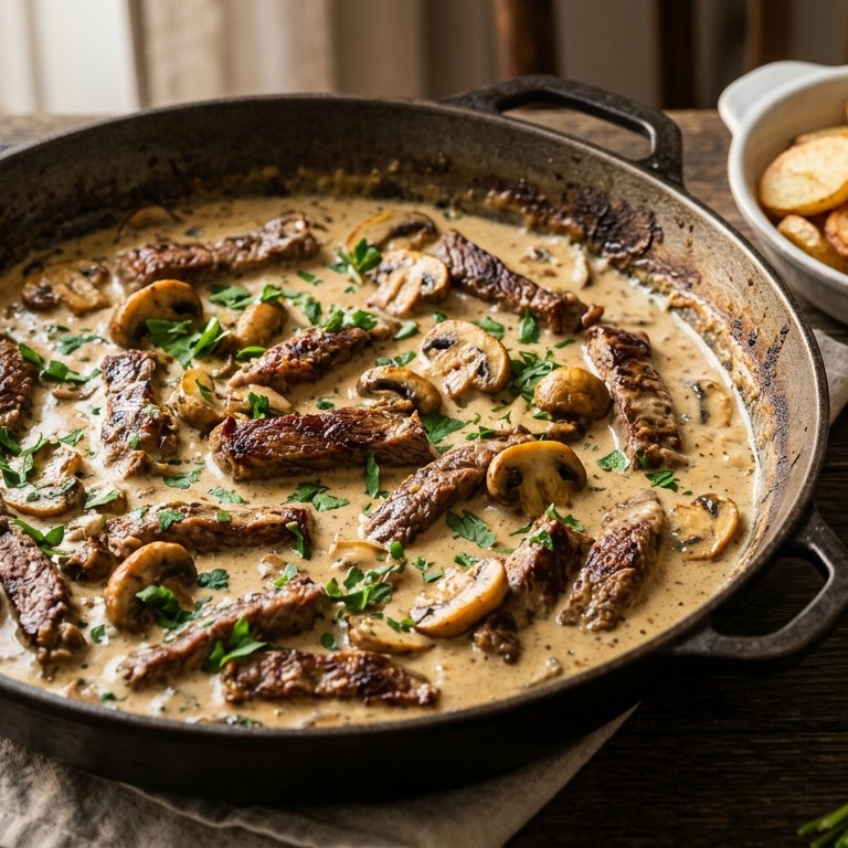 Runderreepjes met champignons recept