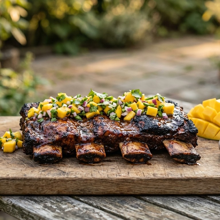 Runderribben met mangosalsa recept