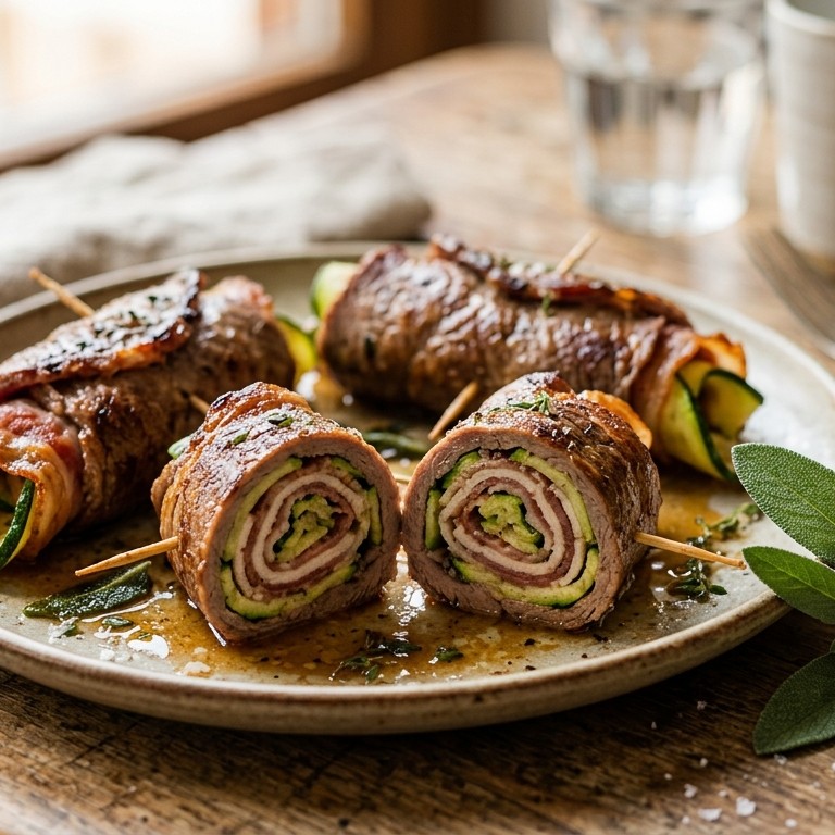 Runderschnitzel gevuld met pancetta en courgette recept