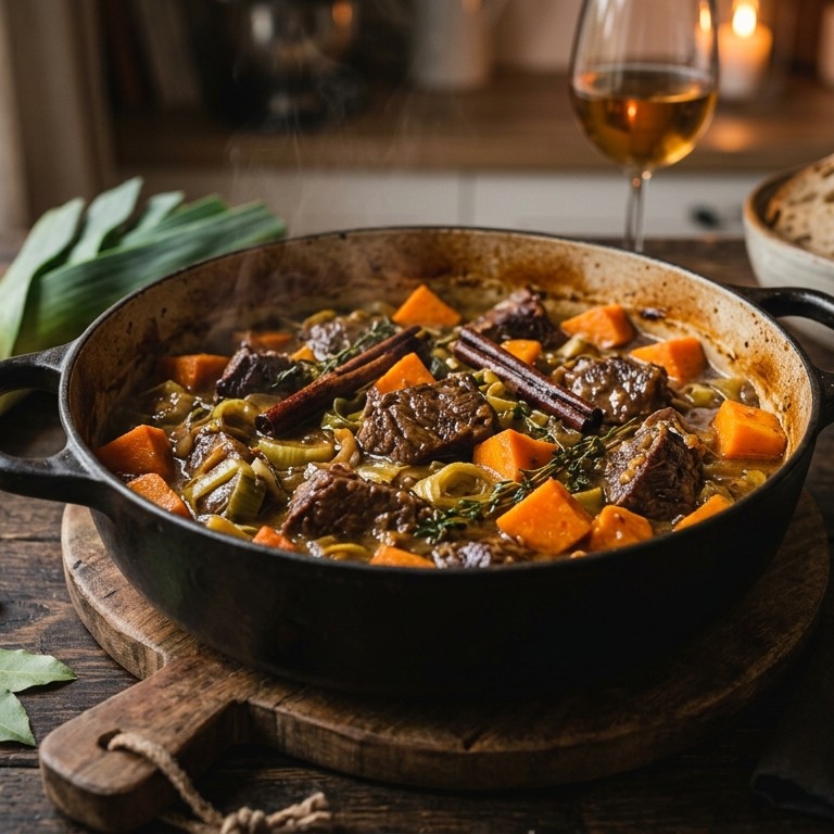 Runderstoofpotje met zoete aardappelen recept