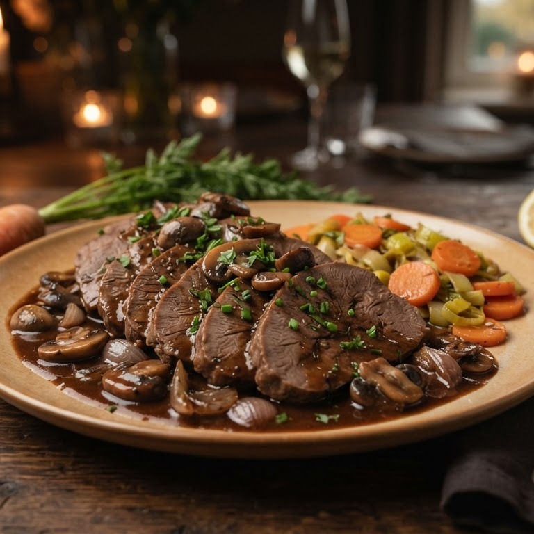 Rundertong in Madeirasaus recept