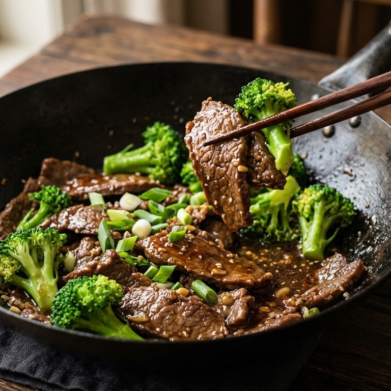 Rundvlees met broccoli en lenteuien recept