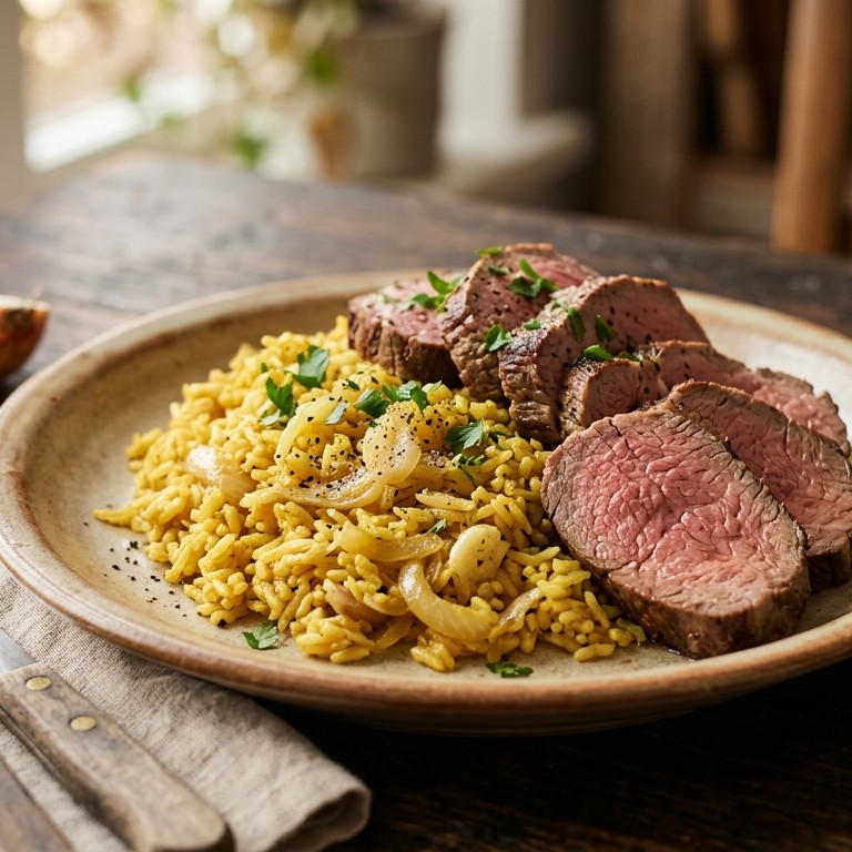 Rundvlees met kerrierijst recept