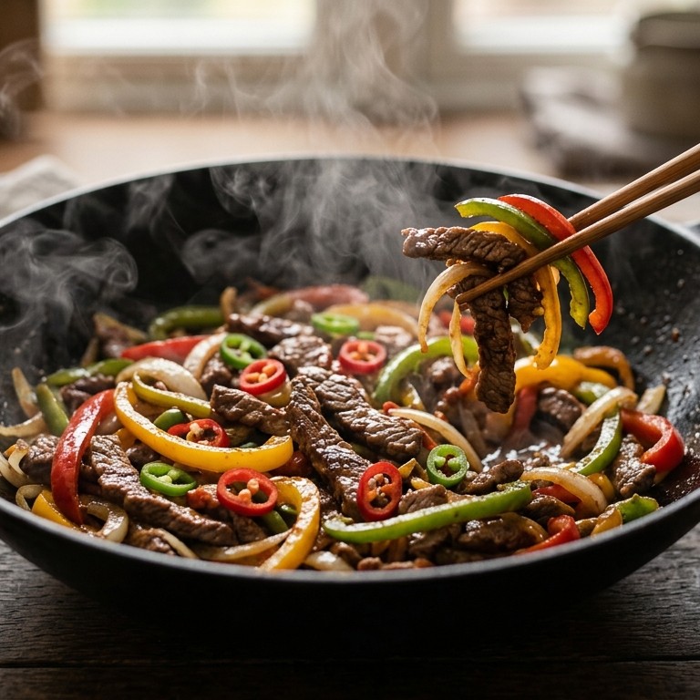 Rundvlees met paprika en pepertjes recept