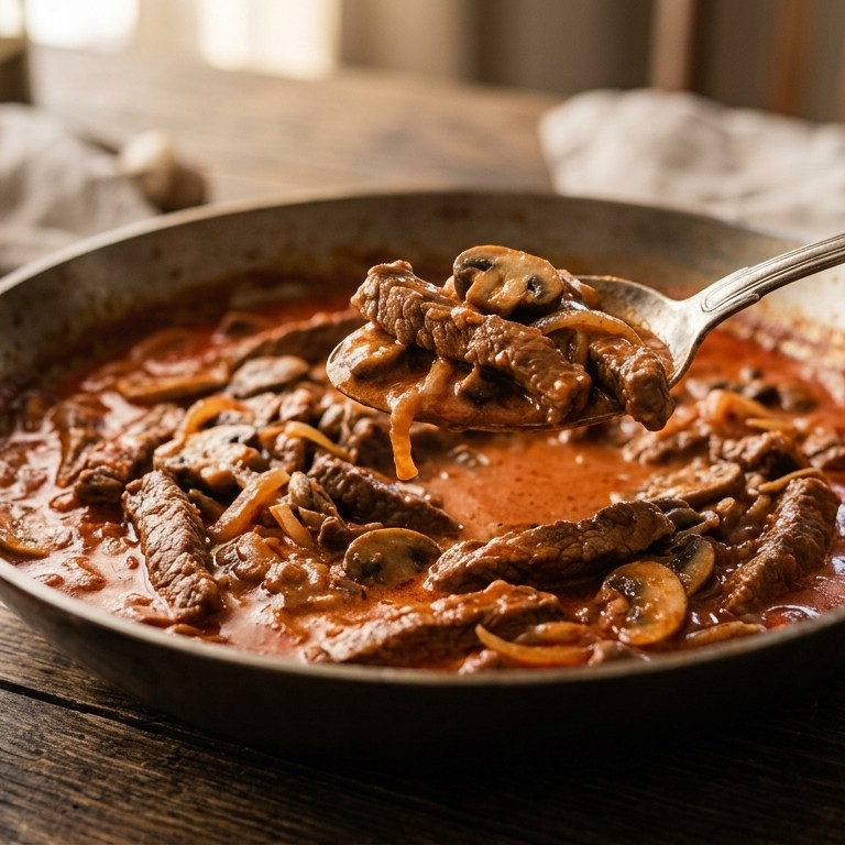 Rundvlees met paprikaroomsaus recept