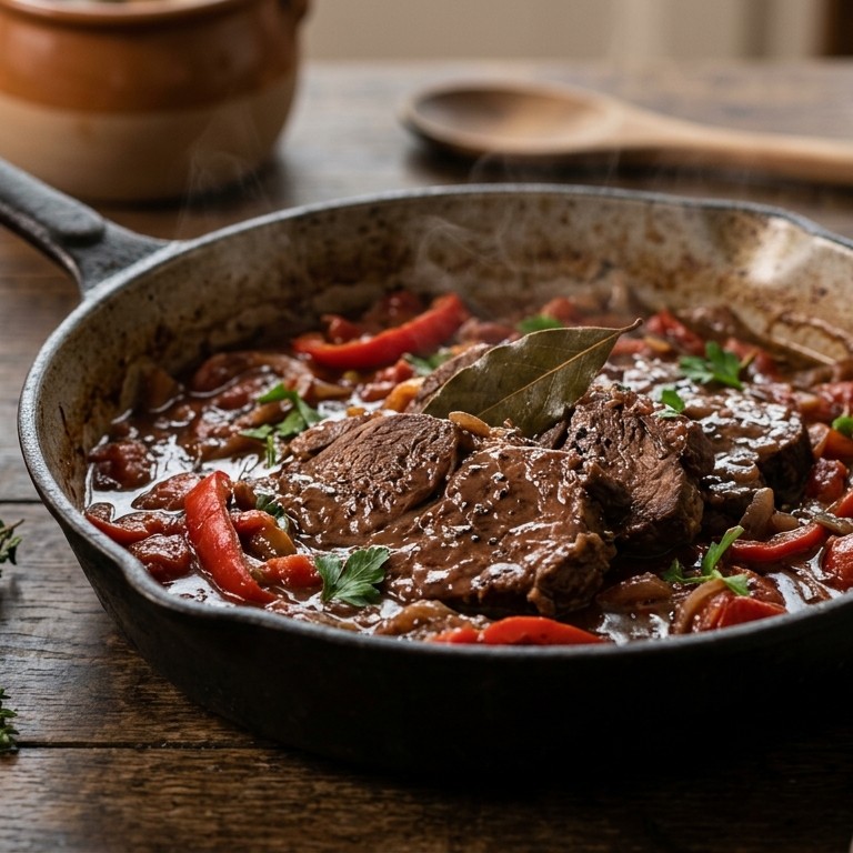 Rundvlees met rodewijn/pepersaus recept