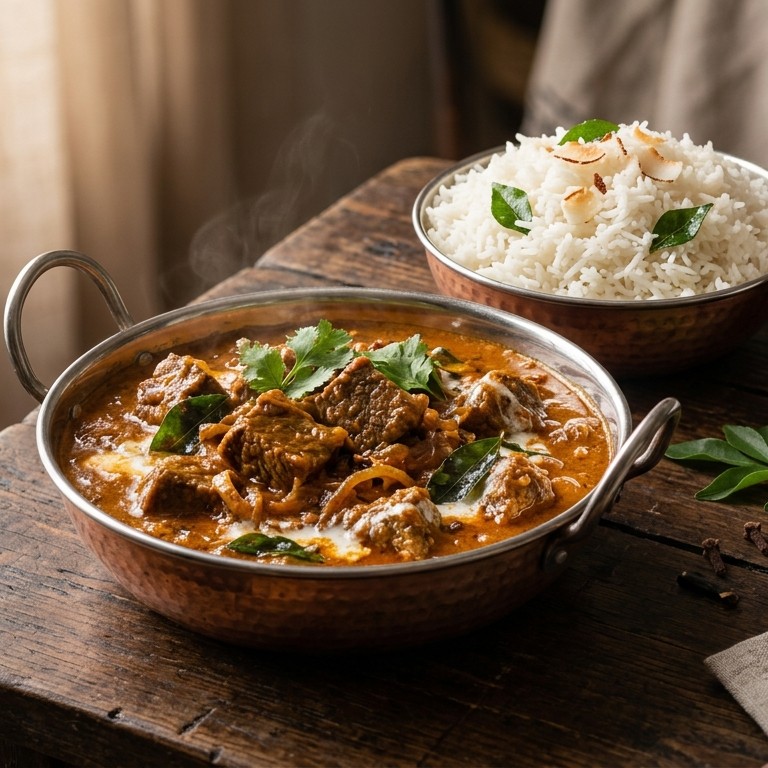 Rundvleesmasala met kokosrijst recept