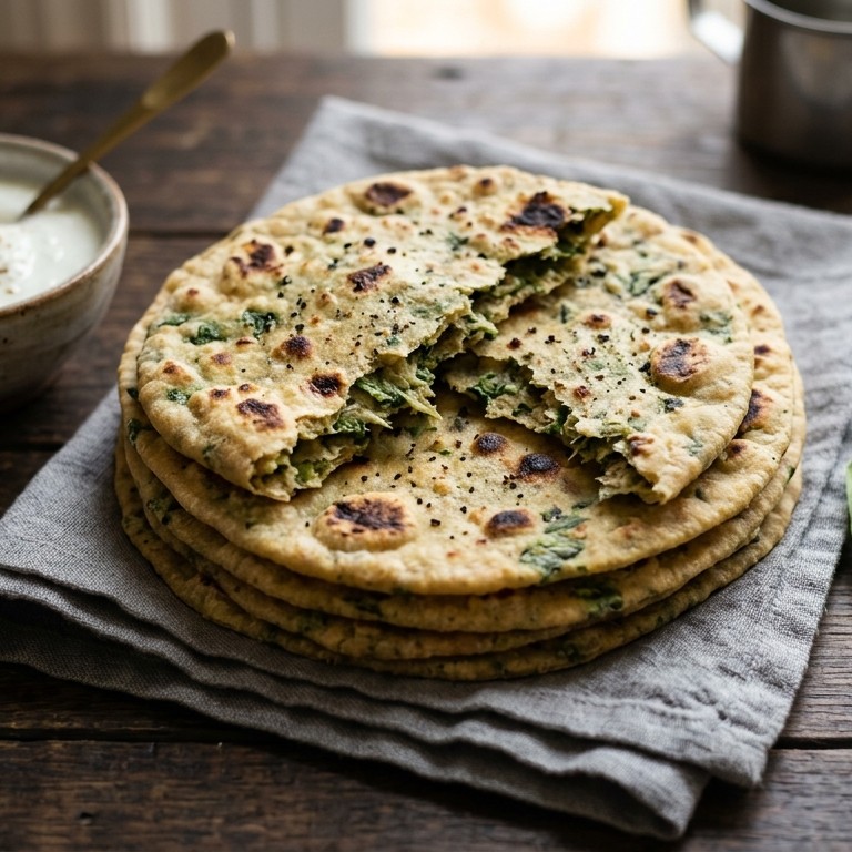 Saag roti (Kikkererwtenbrood met spinazie) recept