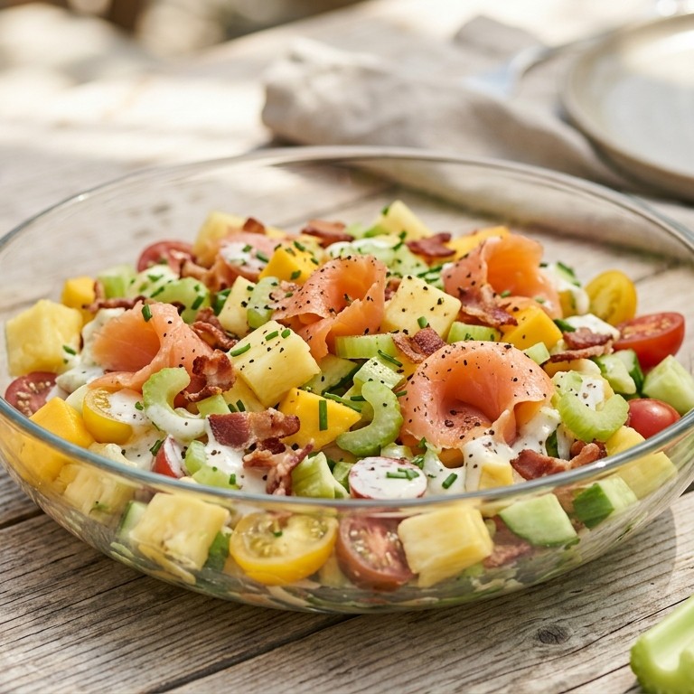 Salade fruit vis vlees recept