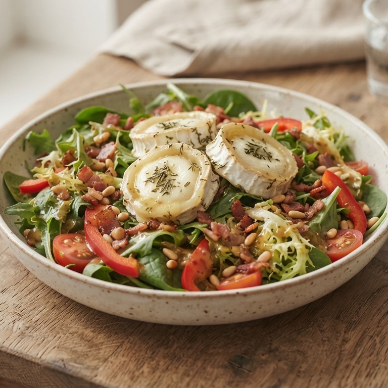 Salade geitenkaas en spekjes recept