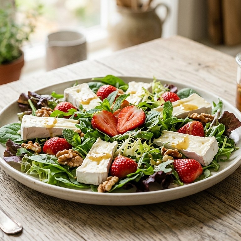 Salade met aardbeien en brie recept