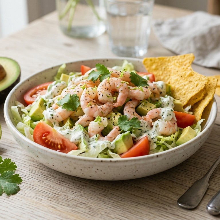 Salade met avocado en garnalen recept