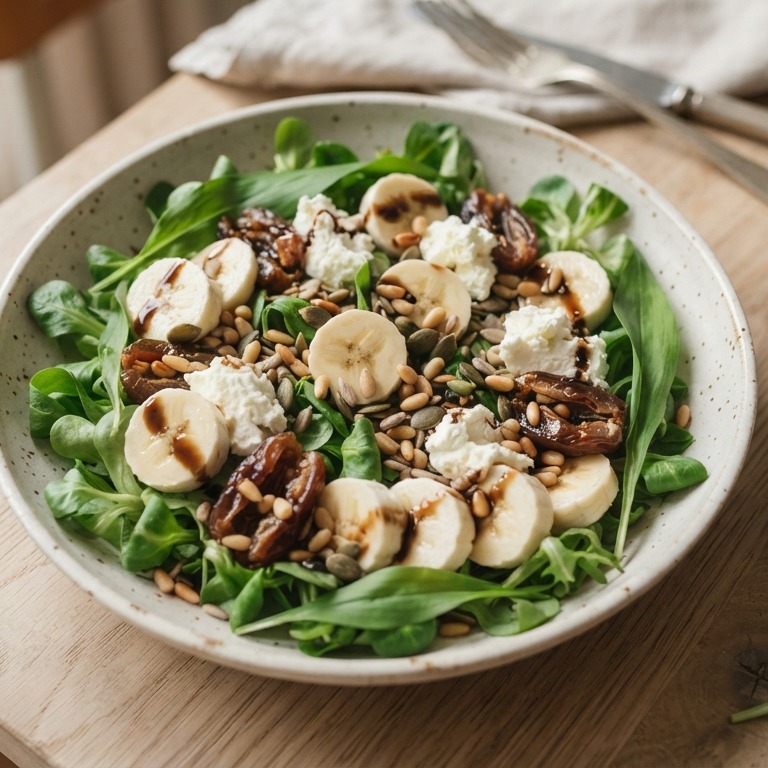 Salade met banaan en geitenkaas met wilde knoflook recept
