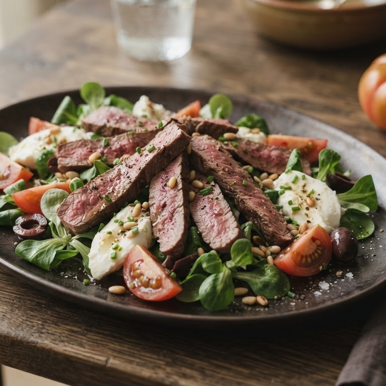 Salade met biefreepjes recept