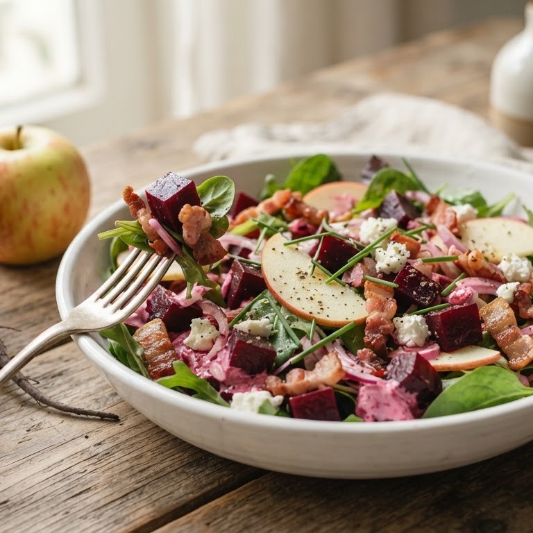 Salade met bietjes en spekjes recept