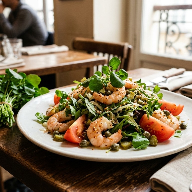 Salade met garnalen en vinaigrette recept