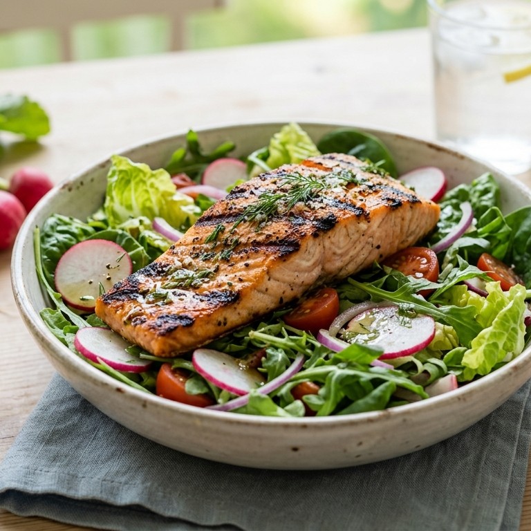 Salade met gegrilde zalm recept