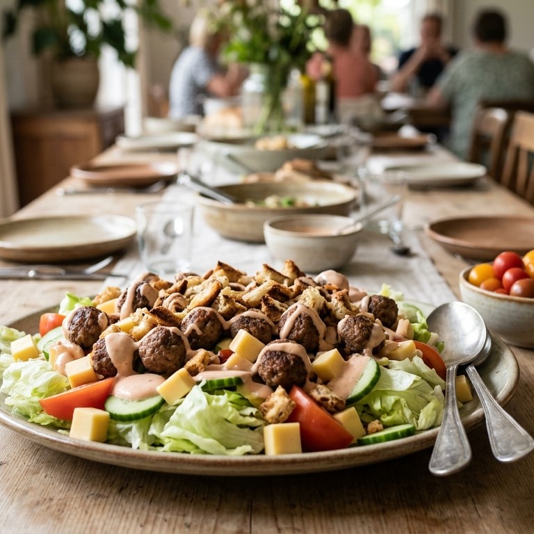 Salade met gehaktballetjes voor buffet recept