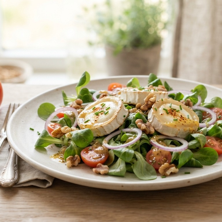 Salade met geitenkaas, veldsla en tomaat recept
