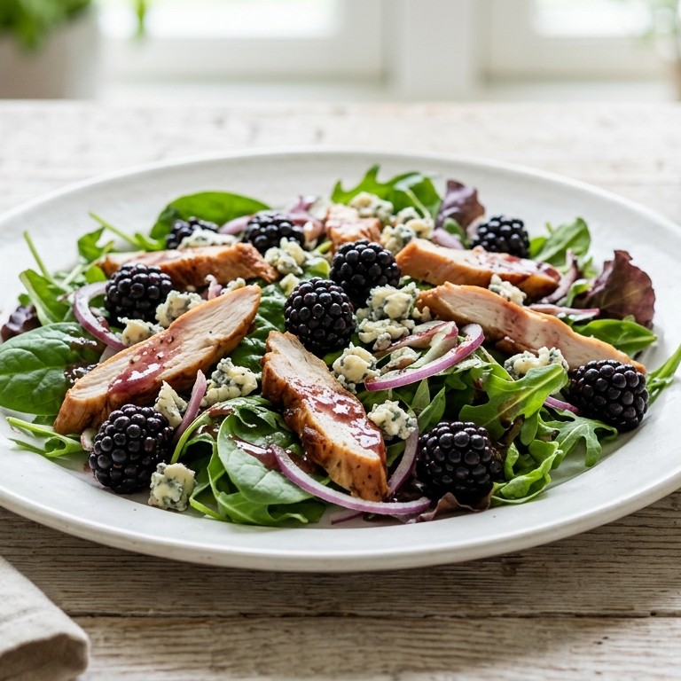 Salade met gerookte kip en bramen recept