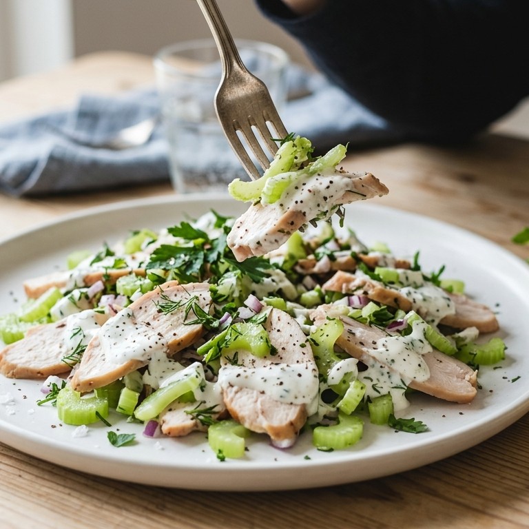 Salade met gerookte kip en yoghurtdressing recept