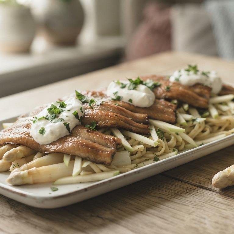 Salade met gerookte paling en asperges recept