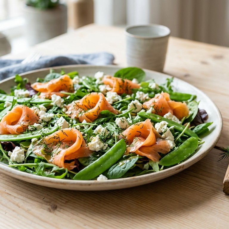 Salade met gerookte zalm en feta recept