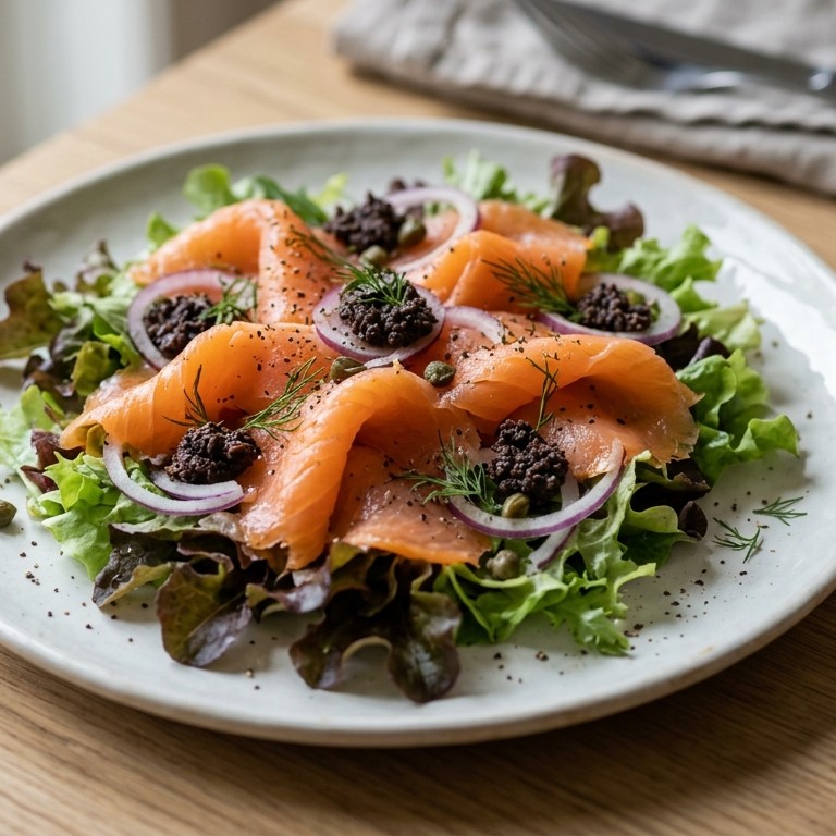 Salade met gerookte zalm recept