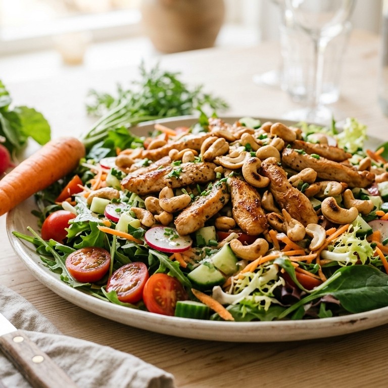 Salade met kip en cashewnoten recept