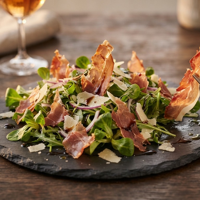 Salade met krokante parmaham recept
