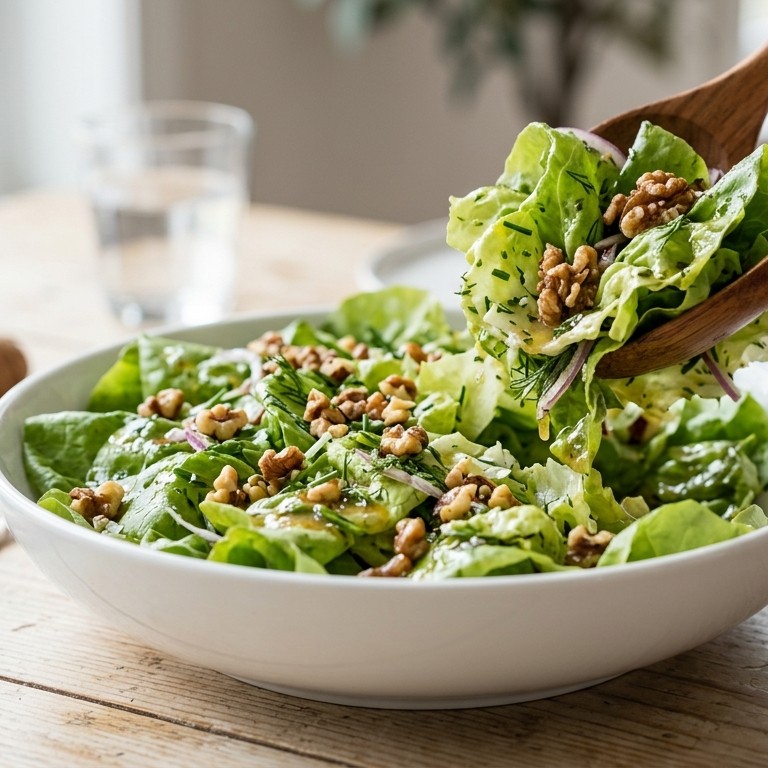 Salade met kruidendressing en walnoten recept