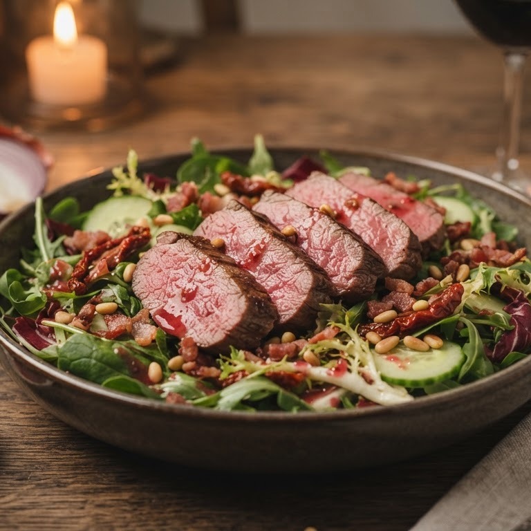 Salade met lauwwarme ree recept