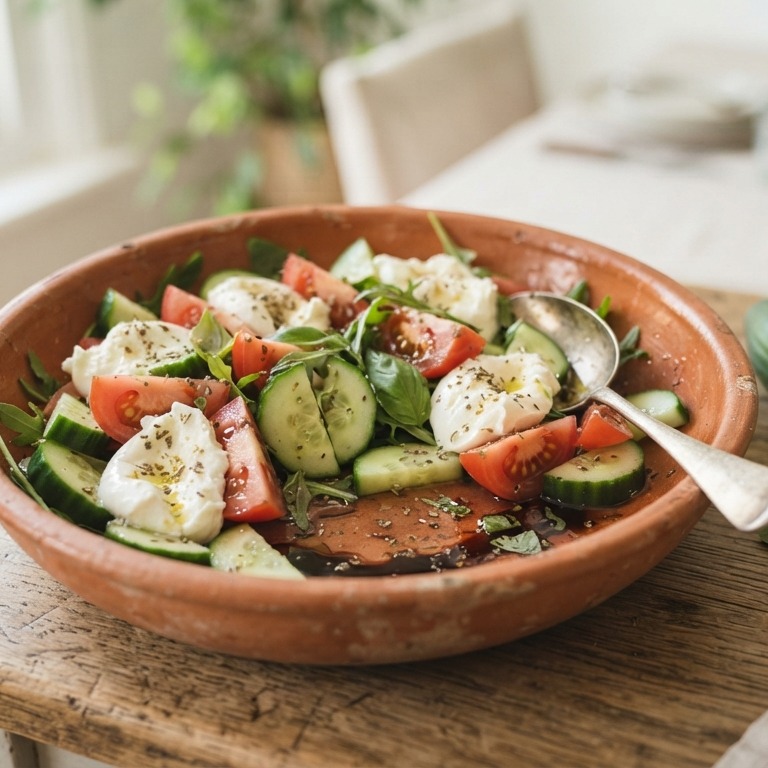 Salade met tomaat, komkommer en mozzarella recept