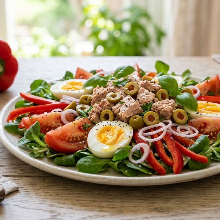 Salade met tonijn en groene olijven recept