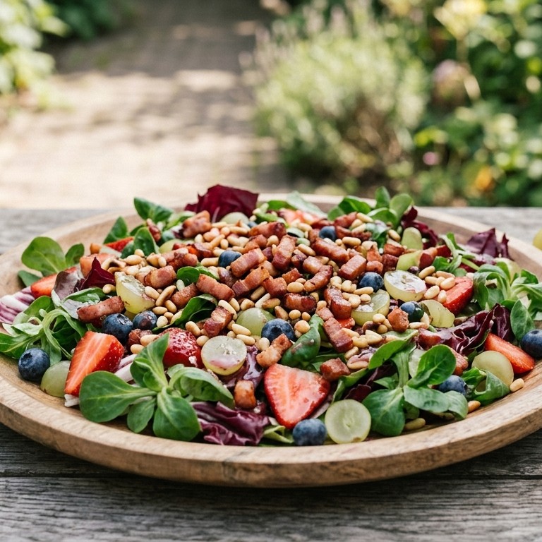 Salade met zomerfruit en spekjes recept
