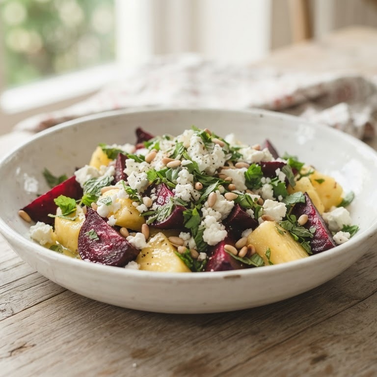 Salade van ananas en rode biet met feta recept