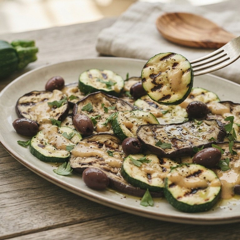 Salade van gegrilde courgette en aubergine recept