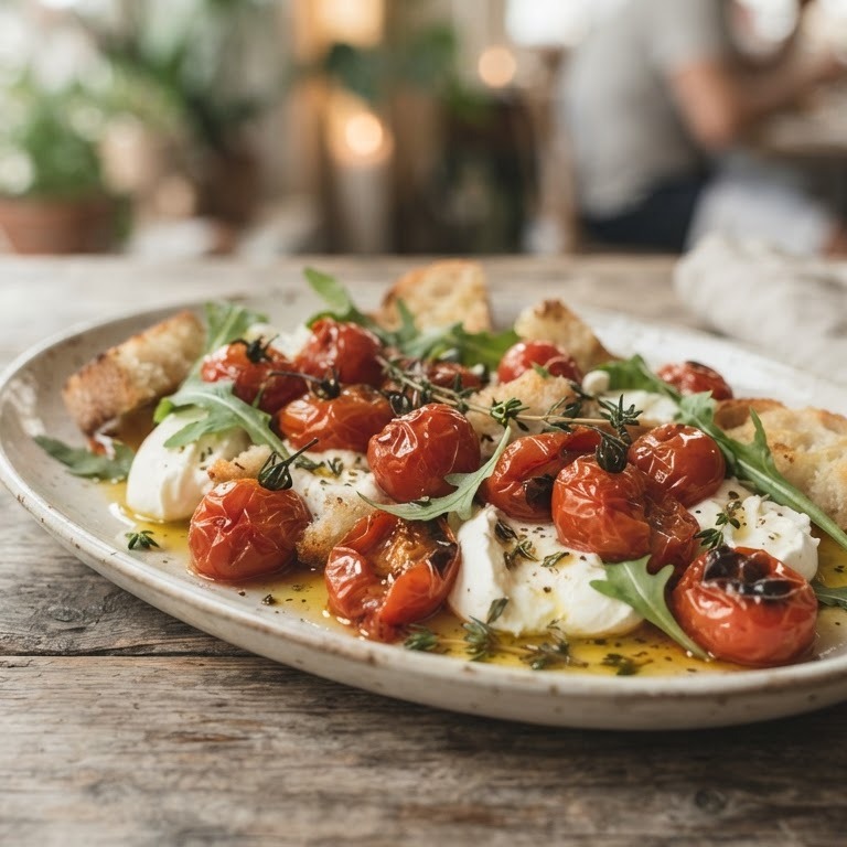 Salade van geroosterde tomaat en mozzarella recept