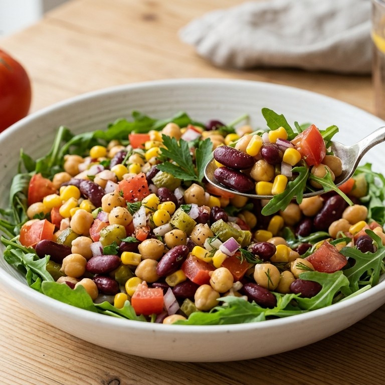 Salade van kikkererwten en kidneybonen recept